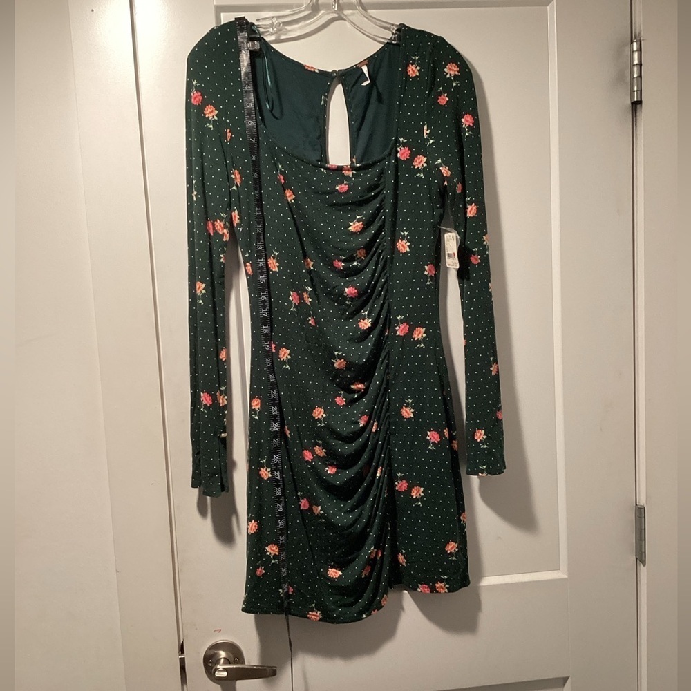 NWT Free People Size S Celia Mini Dress Emerald Jewel Combo - Picture 4 of 8
